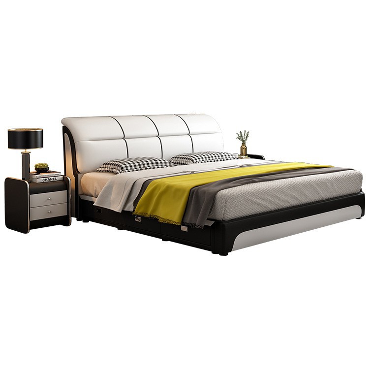 1037 Leather bed fabric storage double king bed
