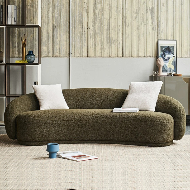 8006Resting area lamb cashmere negotiation curved sofa
