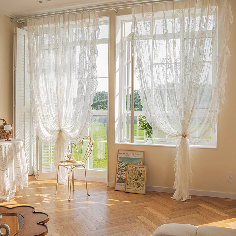 3805 French white lace translucent window screen