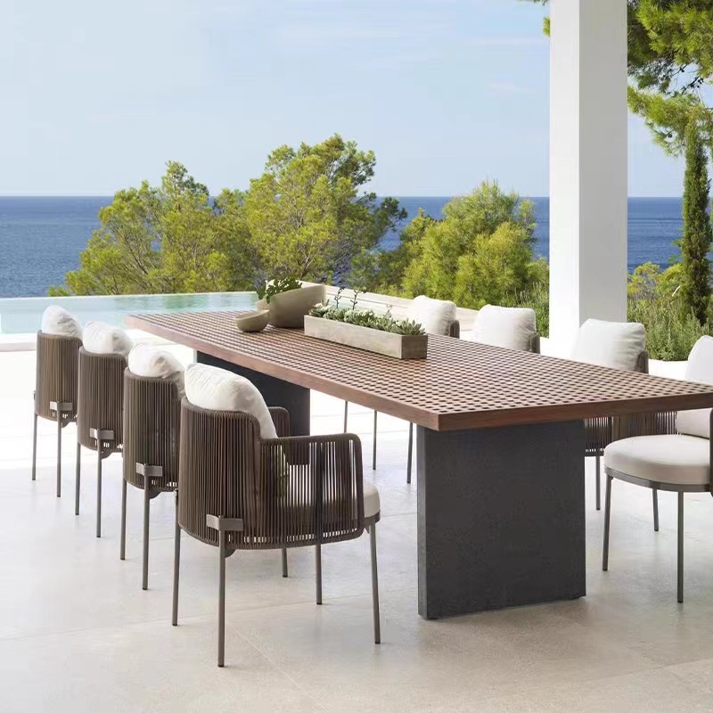 6027 Waterproof and sun proof courtyard leisure anti-corrosion wooden tables and chairs