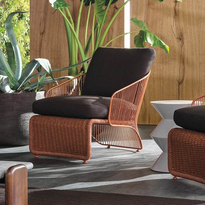 6028 Garden leisure courtyard furniture single person rattan woven sofa