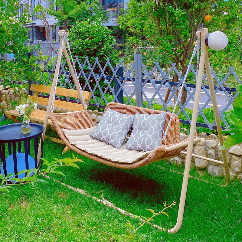 6034 Outdoor courtyard rain proof double person hanging basket swing chair