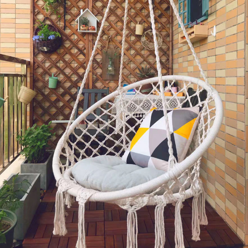 6040 Indoor swing tassel cotton rope woven hanging chair
