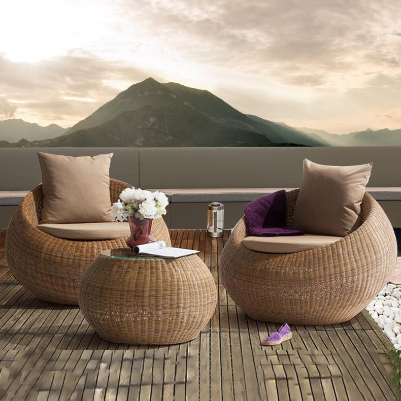 6044 Outdoor leisure courtyard rattan woven small sofa combination