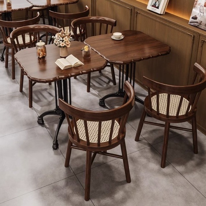 4060 Solid wood dining table and chair combination coffee shop sofa