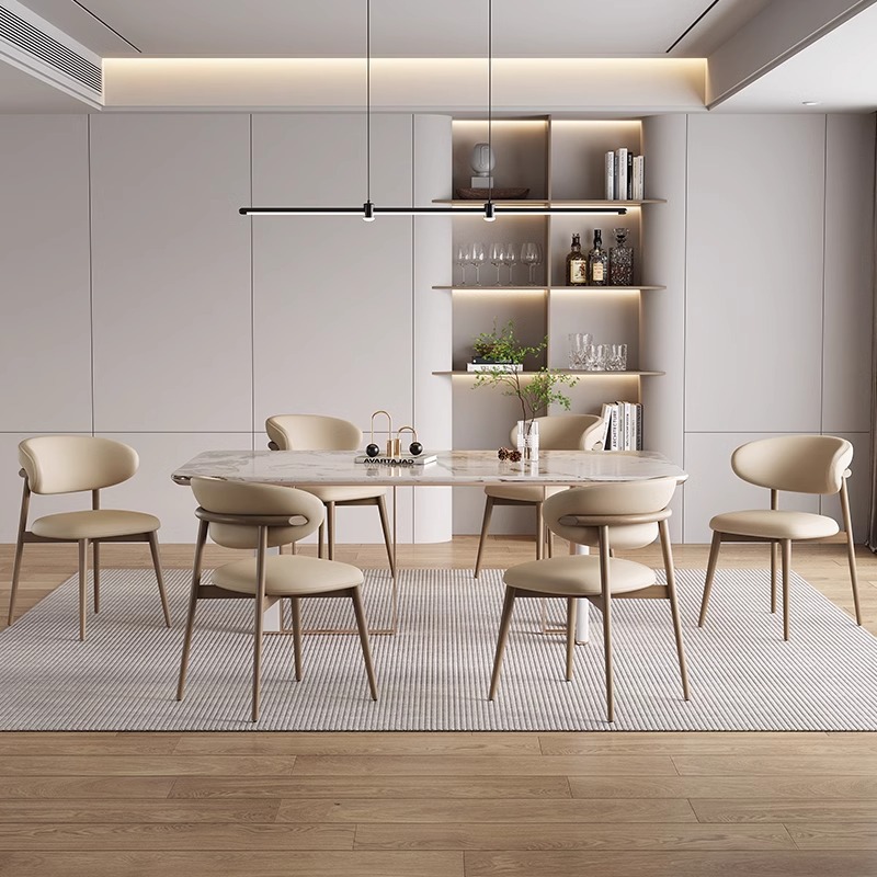 4063 Natural wood cream style home restaurant coffee shop solid wood dining chairs