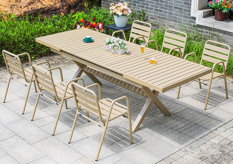 6063 Garden leisure courtyard telescopic all aluminum alloy tables and chairs