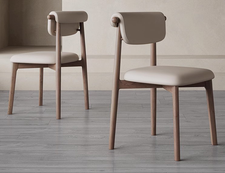 4074 Household white wax wood backrest chairs and dining chairs