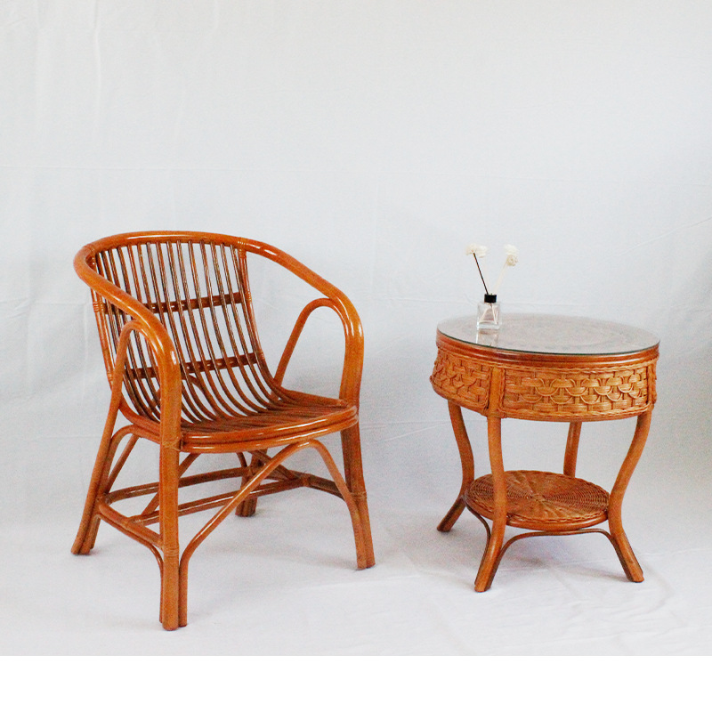 6076 home outdoor leisure backrest armrest natural rattan chair
