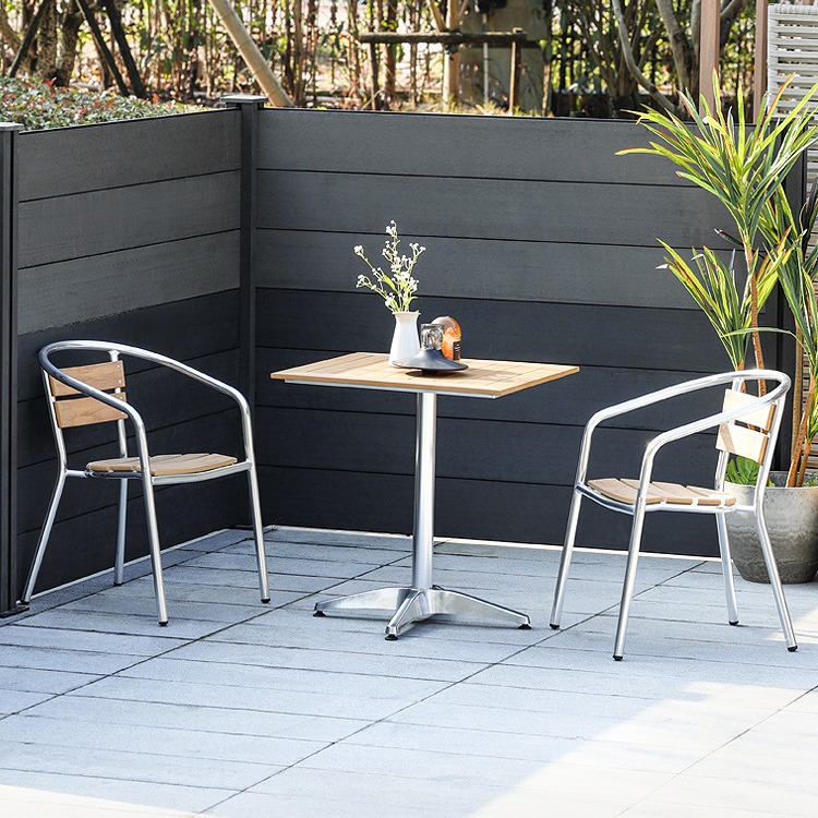 6083 Aluminum alloy outdoor balcony leisure metal plastic wood tables and chairs