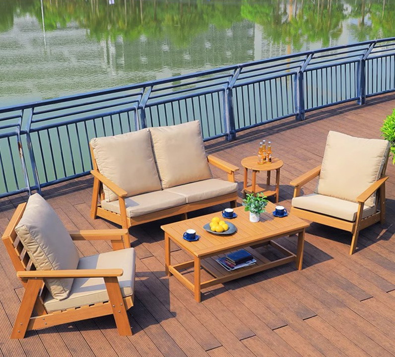 6084 Teak furniture outdoor hotel terrace leisure sofa combination waterproof and sunscreen