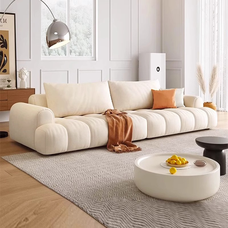 8060 French Cream Style Living Room Small Unit Three Person Technology Cloth Sofa