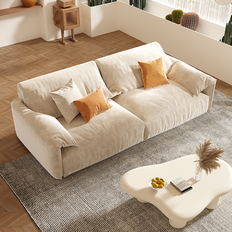 8063 Cream style elephant ear living room minimalist modern technology cloth double sofa