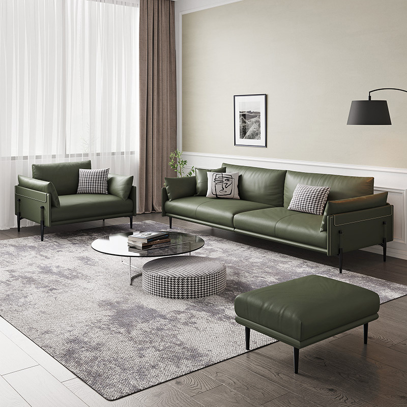 6087 Small sized light luxury modern minimalist Nordic Napa leather sofa
