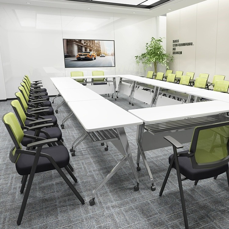 7036 foldable conference and training chair with desk board and office integrated stool