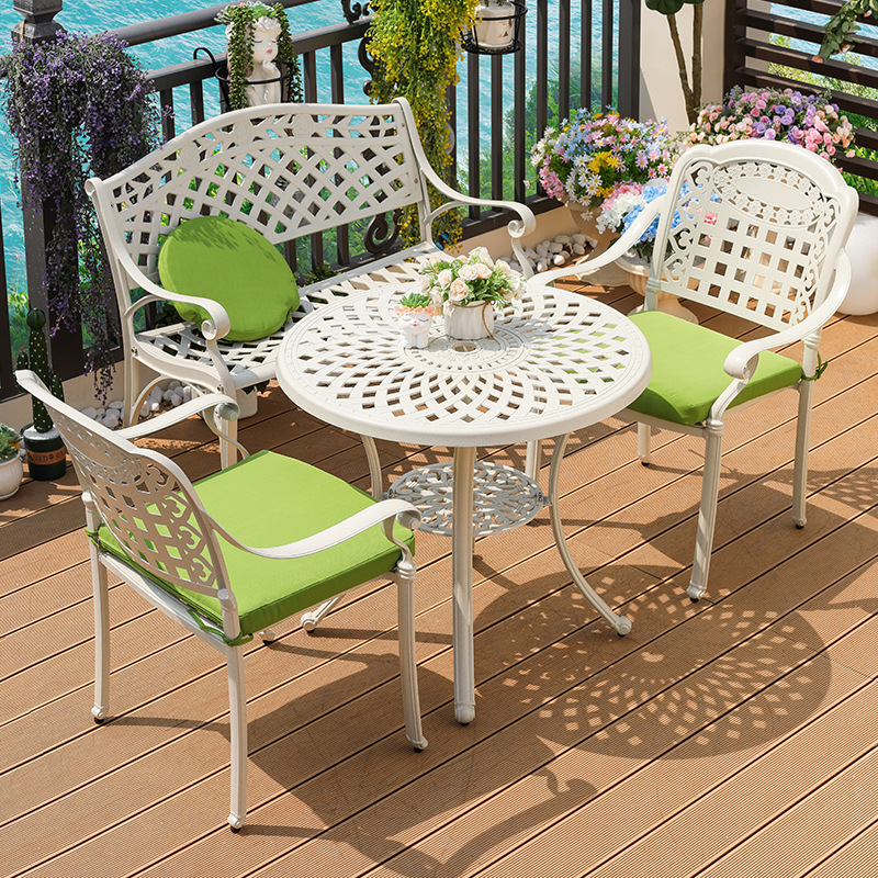 6094 Outdoor cast aluminum balcony small table and chair combination