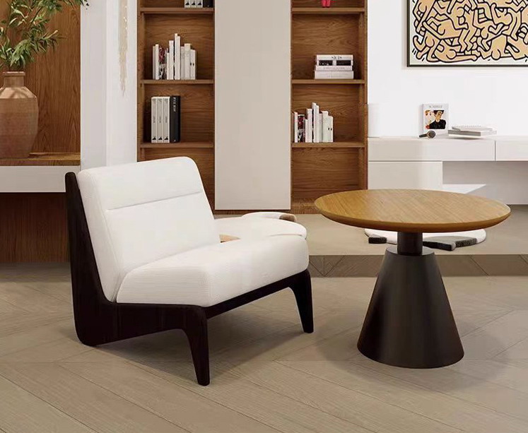 8012 Balcony single-seater backrest leisure solid wood sofa chair