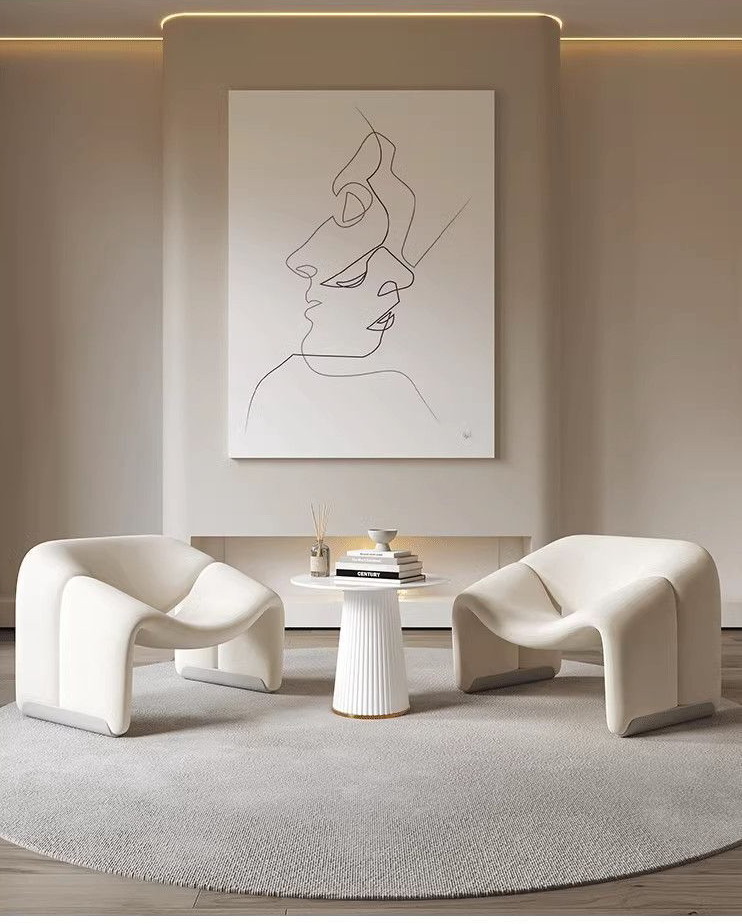 8013 Cream-style balcony guest and leisure lambswool single-seater smiling chair